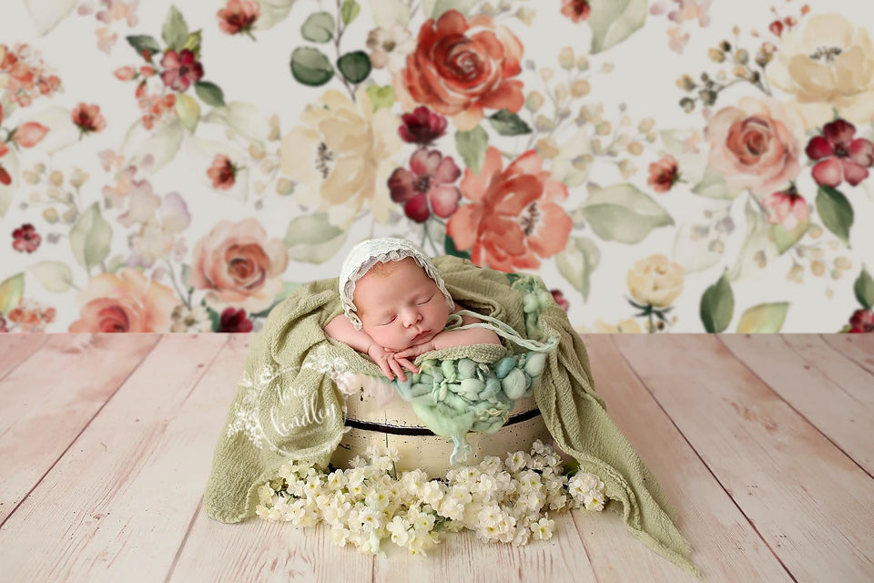 Avezano Hand Painted Bright Flowers Baby Photography Backdrop-AVEZANO